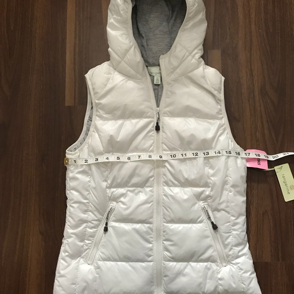 Hooded White Puffer Vest Sz Small - Picture 3 of 7